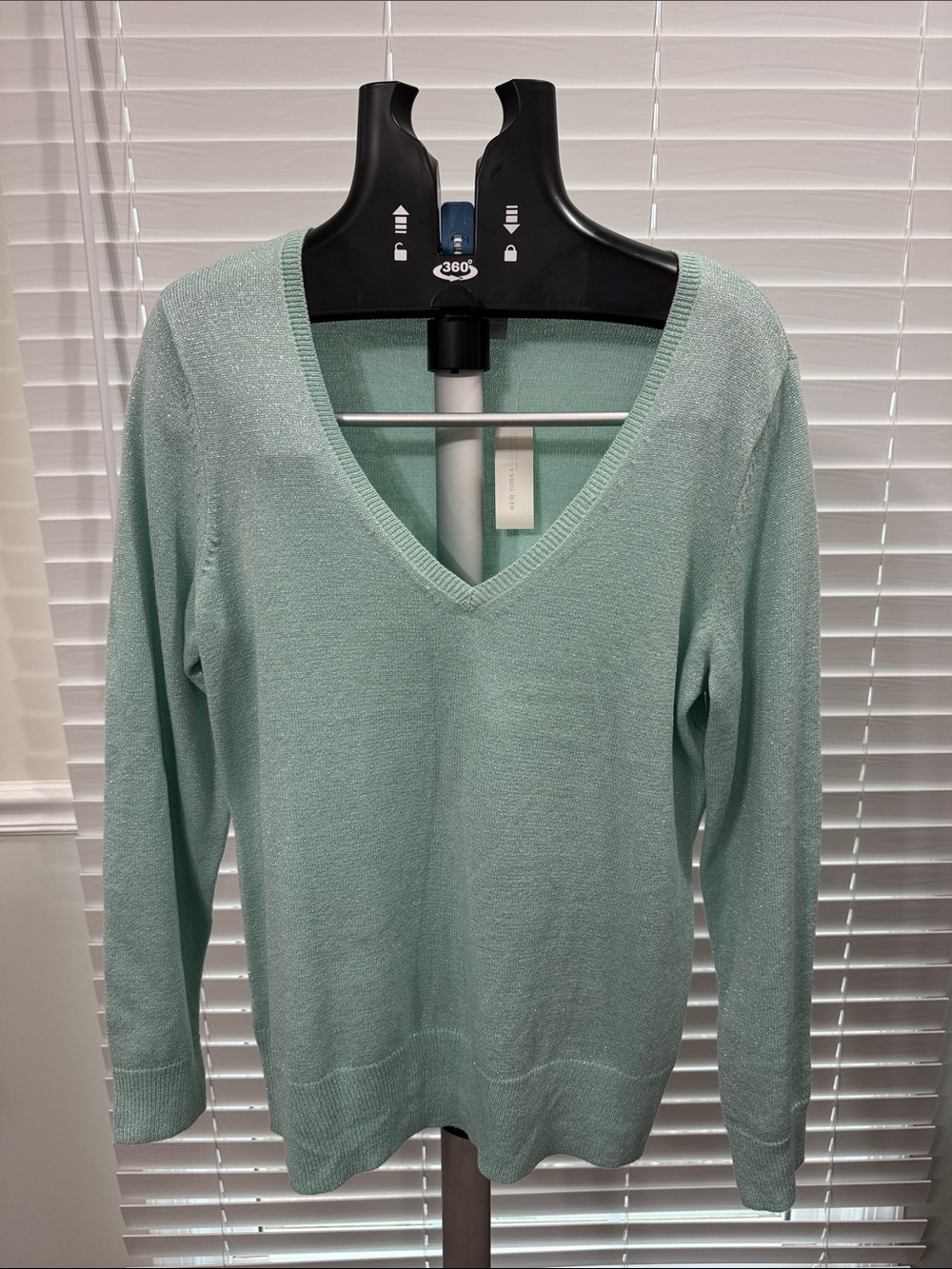 New York & Company Mint Green V-Neck Sweater